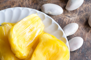 Jackfruits in white plate