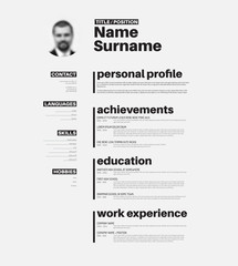 cv / resume template with nice typography