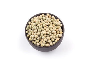 peas in a black plate