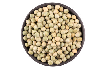peas in a black plate