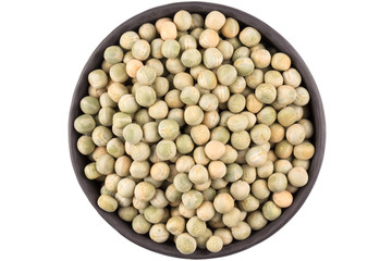 peas in a black plate
