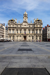 Fototapeta na wymiar The Terreaux square in Lyon city