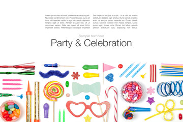 party and celebration elements on white background 