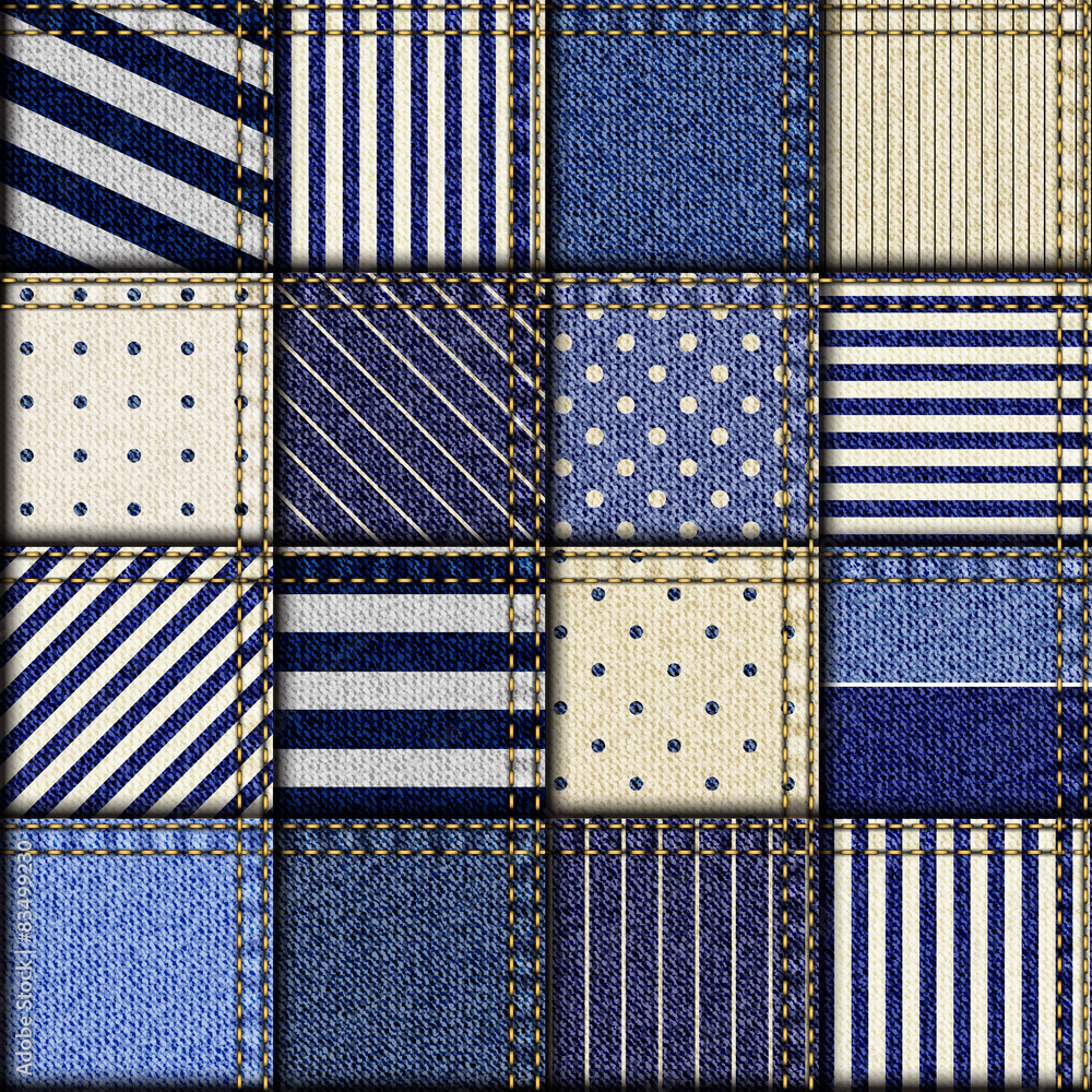 Poster patchwork of denim fabric.