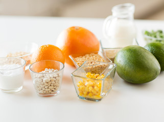 close up of food ingredients on table