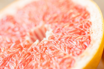 close up of fresh juicy grapefruit slice