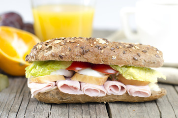 Breakfast on a wooden table
