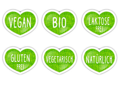 Grüne Buttons / Vegan, Bio, Natürlich