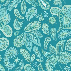 Turquoise Indian Henna Vector Pattern