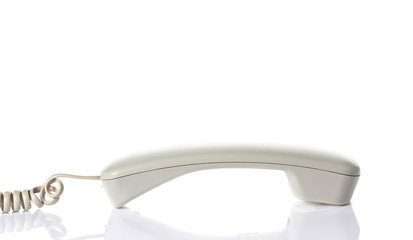 White telephone handsets. Isolated on a white background.