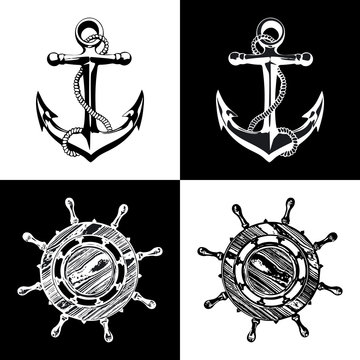 anchor wheel illustration vector art