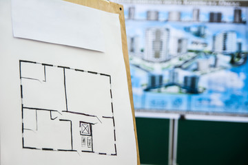 Architectural sketch drawing of the apartment.