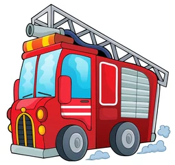 Photo sur Plexiglas Pour enfants Fire truck theme image 1
