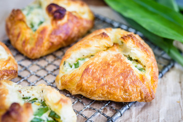 homemade puff pastry filled with sour cream filling 