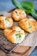 homemade puff pastry filled with sour cream filling 