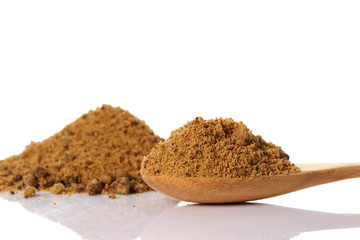 brown sugar on white background.