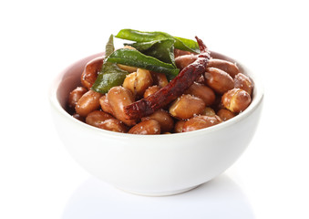 herb salted peanuts  on white background