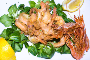 a dish of fried seafood