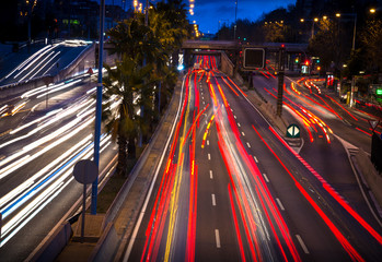 road traffic at night, Barcelona