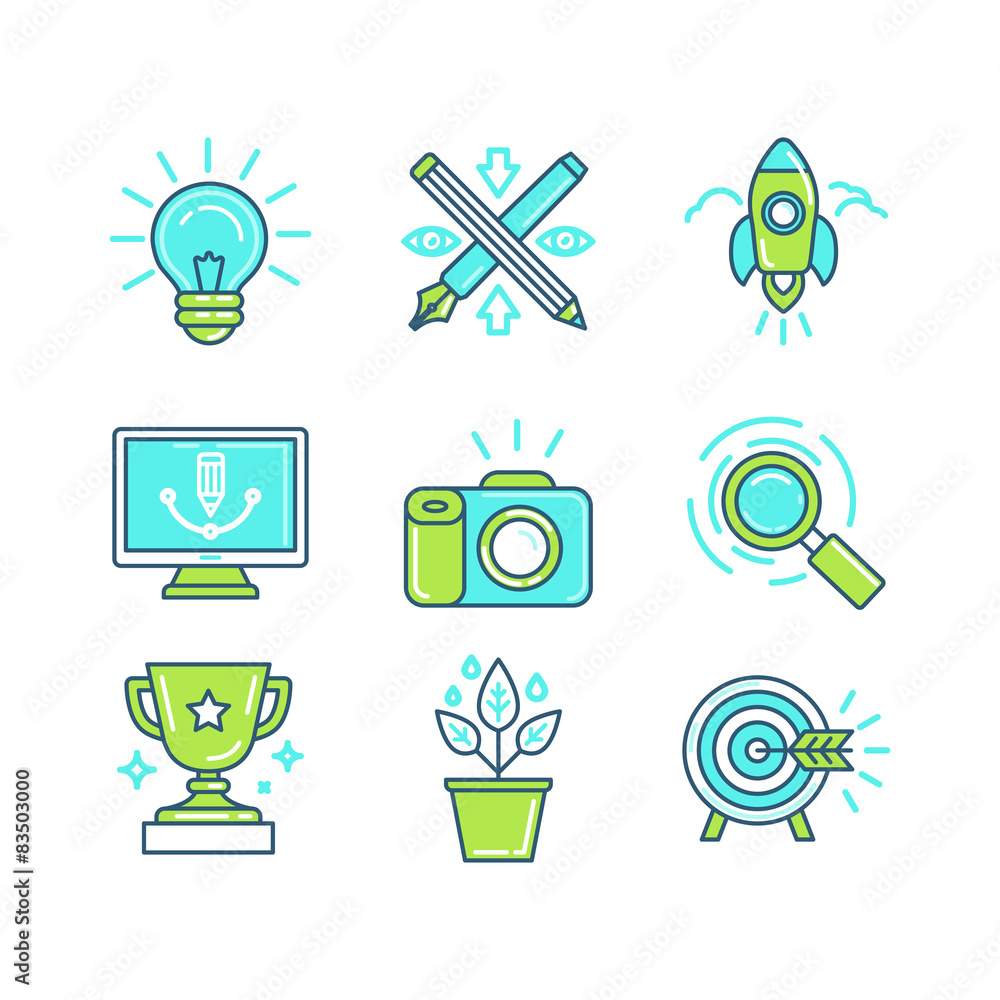 Aufkleber vector set of linear icons in trendy style