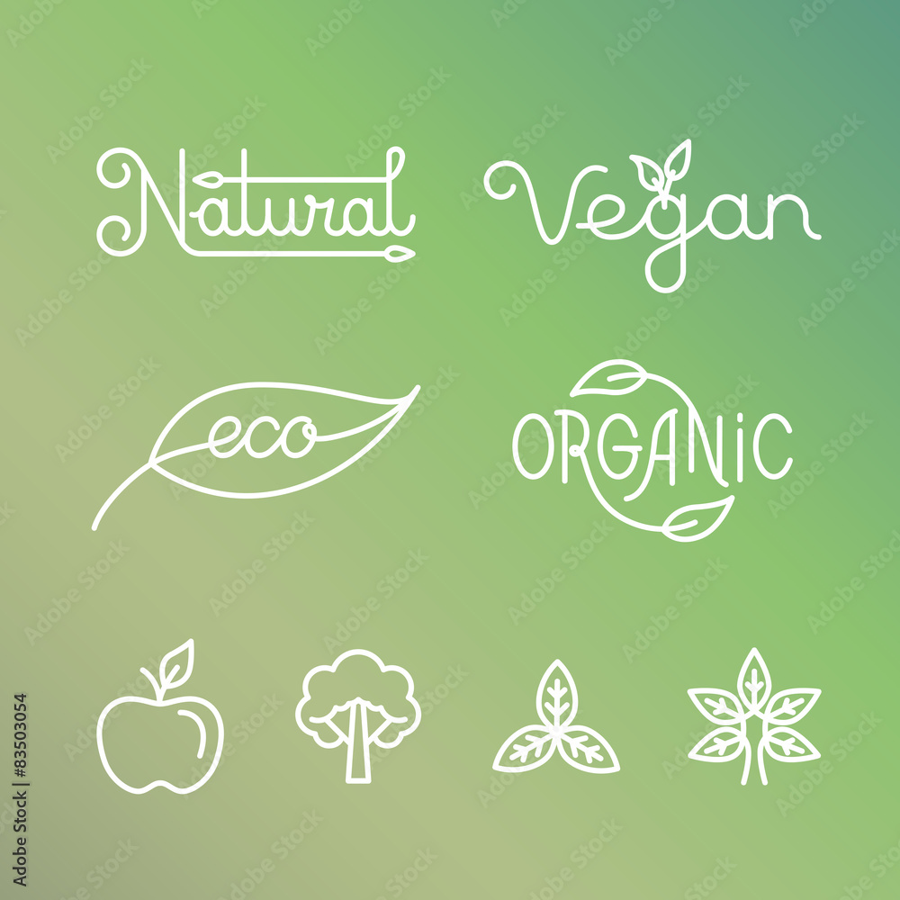 Poster vector labels in trendy mono line style