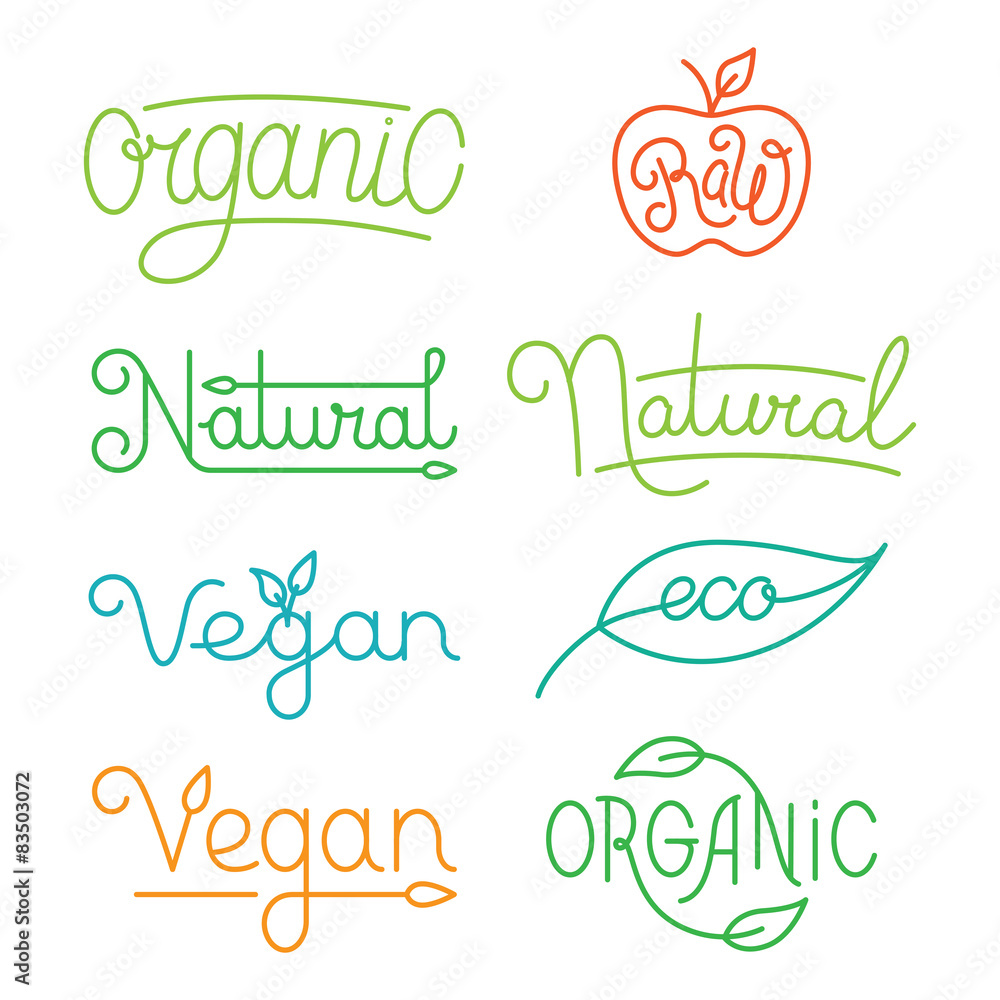 Poster vector labels and logos in trendy mono line style