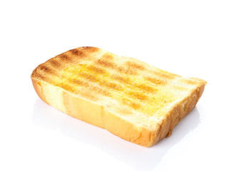 oasted bread slices for breakfast isolated on white background.