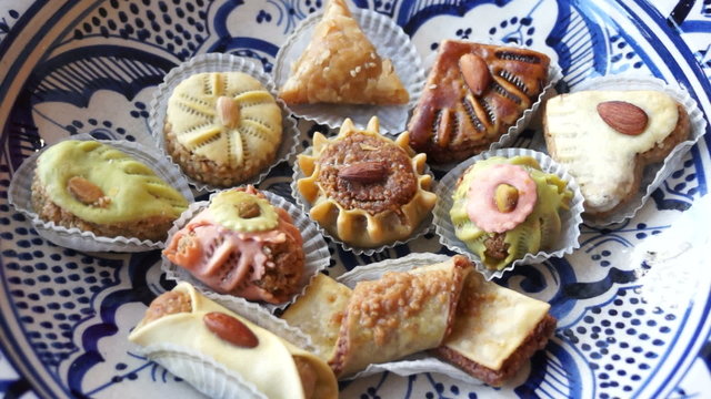 Oriental pastry and sweets in a cermaic bowl