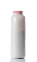  plastic bottles of body care and beauty products on white