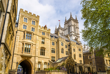 View of Westminster Abbey in London, England