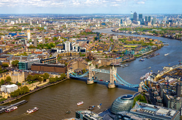 Obraz na płótnie Canvas View of Tower Bridge from the Shard - London, England