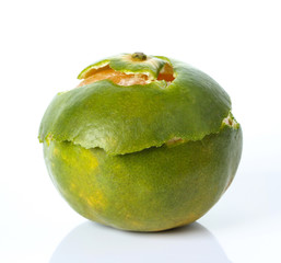 Tangerine peel against on white background.