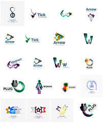 Obraz premium Logo collection, abstract geometric business icon set