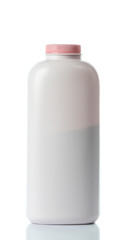  plastic bottles of body care and beauty products on white