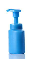 Bottle of moisturizer on white background