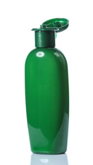  plastic bottles of body care and beauty products on white