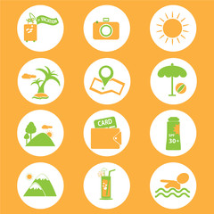 Travel and vacation Icons set