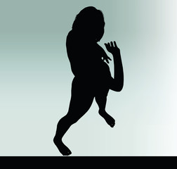 woman silhouette with hand gesture greet