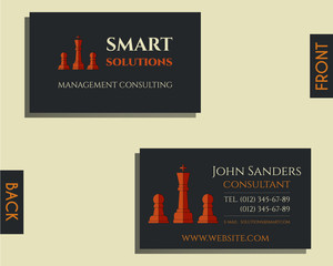 Business and management consulting visiting card template. Chess