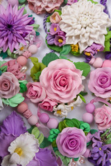Obraz na płótnie Canvas Romantic Style Set: a lot of Floral varicolored Jewelery made of
