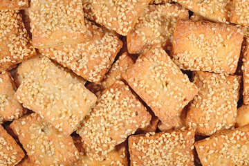 Cookies with sesame seeds background