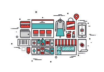 Shopping goods line style illustration