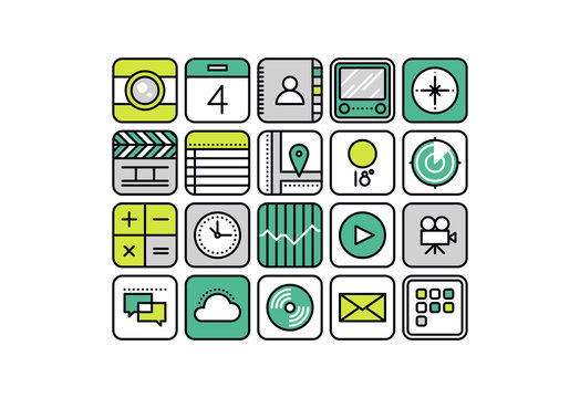 Mobile apps line style icons