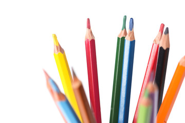 Colour pencils isolated on white background