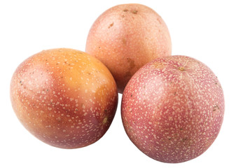 Passion fruit over white background