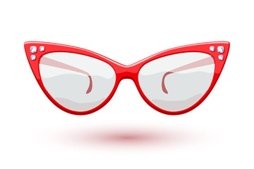 Cat eye red glasses illustration.
