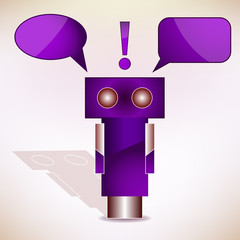 Violet Robot with Message Bubbles