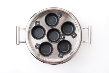 stainless pot isolated on white background.