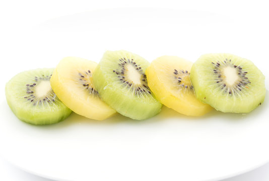 Kiwi and Golden Kiwi fruit isolated on white background