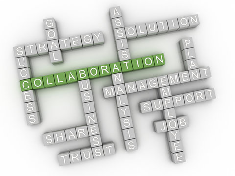 3d image Collaboration  issues concept word cloud background